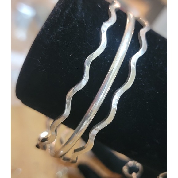 Vintage Taxco Mexico Sterling Silver  3-piece Bangle Bracelet, signed TA-141. - Picture 4 of 16